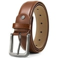 thumbnail image 1 of Timarkment Mens Belt Brown Leather Belts for Men Silver Buckle Men Belt for Casual Work, 1 of 7