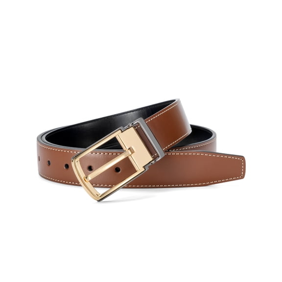 Timarkment Mens Black and Brown Leather Belt for Work Causal Two Colors in One Belt