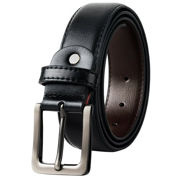 Timarkment Mens Belts Black Leather Belt Silver Buckle Belts for Men for Casual Work