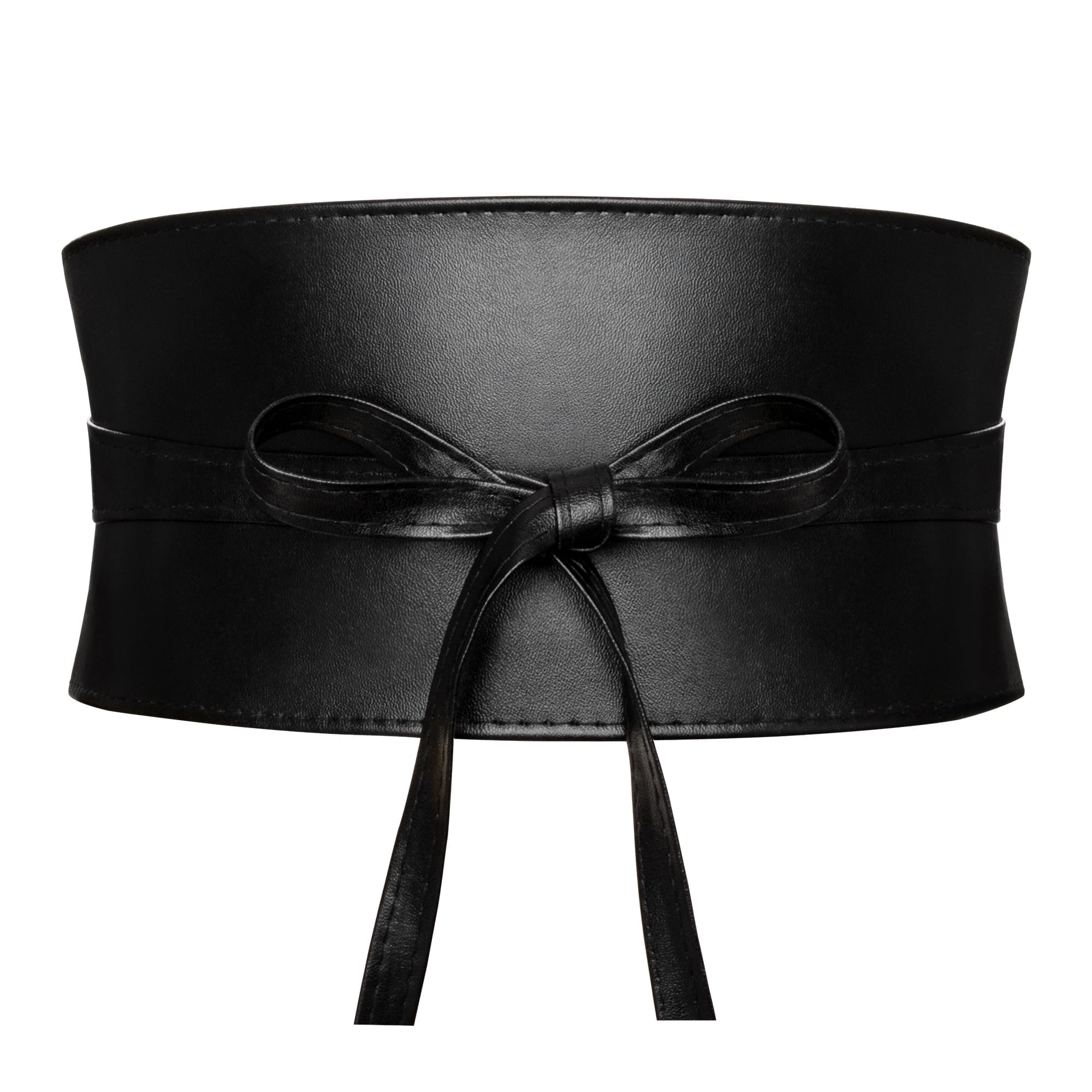 Timarkment Women Wide Obi Belt, Faux PU Leather, Lace-Up 