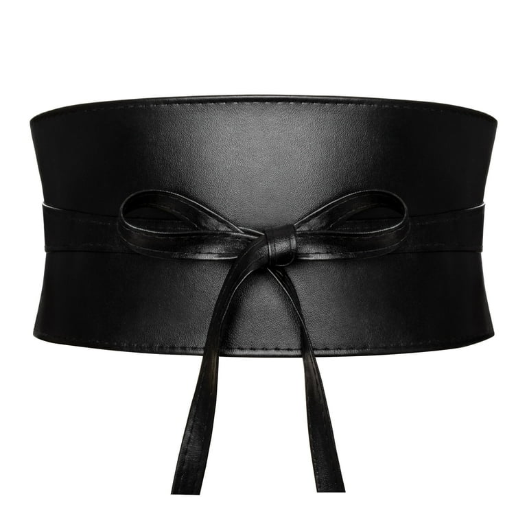 Timarkment Women Belts, Obi Bowknot Wide Cinch Black Waistband