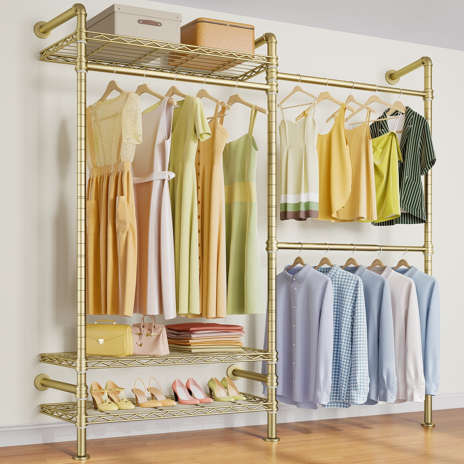 Timate F2 Industrial Pipe Clothes Rack Wall Mounted Clothing Rack for ...