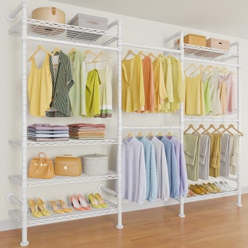White Industrial Pipe Wall Mounted Closet System with Shelves
