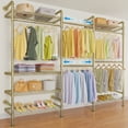 thumbnail image 1 of Timate F3 Heavy Duty Wall Mounted Garment Rack, Industrial Pipe Closet System with Adjustable Shelves, Expandable Storage Wardrobe for Walk-in Closets, Gold, 1 of 6