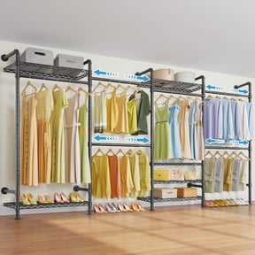 Timate F4 Wall Mounted Clothes Rack Industrial Pipe Clothing Rack for Hanging Clothes,Black
