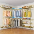 thumbnail image 1 of Timate L3 L-Shaped Heavy Duty Garment Rack, Industrial Pipe Wall-Mounted Closet System with Adjustable Shelves & Rods, Expandable Corner Wardrobe Kit, Max Load 950lbs,Gold, 1 of 8