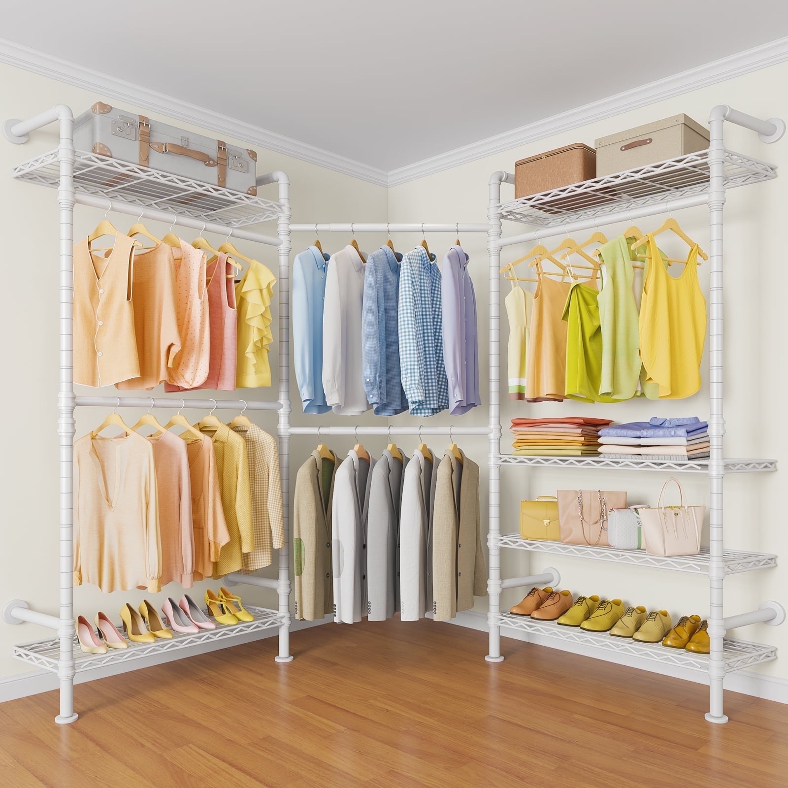 L Shaped Rack Timate L3 Heavy Duty Garment Rack, L Shape, Industrial Pipe Wall ...