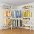 thumbnail image 1 of Timate L3 L Shape Garment Rack Heavy Duty Clothes Rack for Hanging Clothes, Expandable  Pipe Wall Mounted Clothing Rack, Adjustable Corner Closet Wardrobe Closet Kit Closet Systems, White, 1 of 13