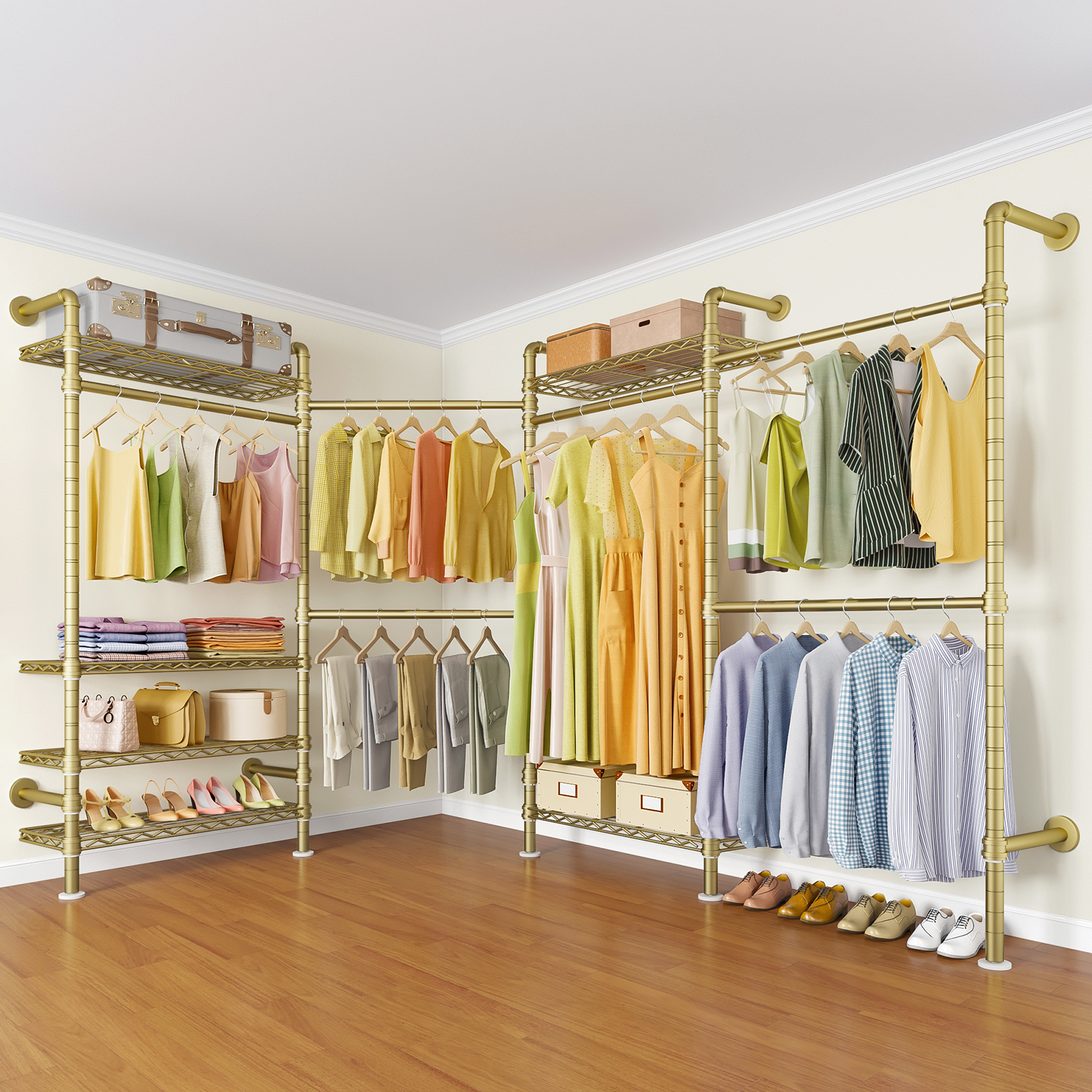 Ward Robe Rak Timate L4 L Shape Heavy Duty Clothes Rack, Expandable Industrial Pipe ...