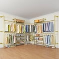thumbnail image 1 of Timate L5 Expandable Corner Wall Mounted Clothes Rack, L-Shape Heavy Duty Industrial Pipe Closet System with 8 Shelves & 4 Hanger Rods, Black Wardrobe Organizer, 1 of 7