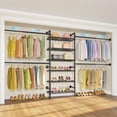 thumbnail image 1 of Timate S3X Expandable Wall Mounted Clothes Rack with 6 Adjustable Shelves & 4 Expandable Hanger Rods, Heavy Duty Industrial Pipe Clothing Rack for Hanging Clothes, Fits Spaces 5'11"- 8'10", Black, 1 of 8