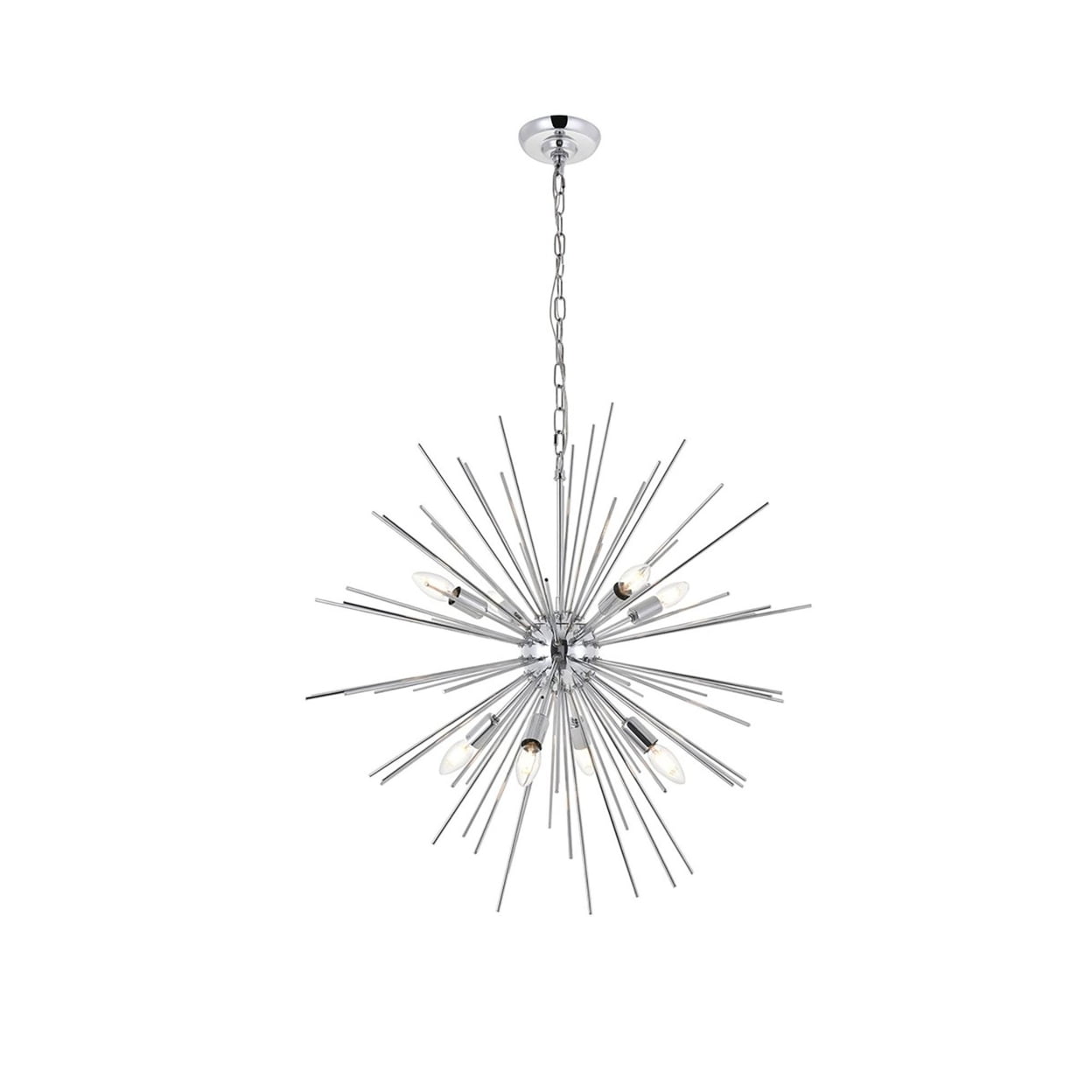 Chrome Finish Modern Globe Pendant Light with 8 Bulbs