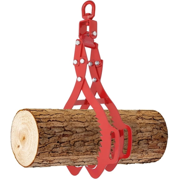 Timber Claw Hook, 28 inch 4 Claw Skidding Tongs Log Lifting, Swivel Steel Log Lifting Tongs, Eagle Claws Design with 2645.55lbs Loading Capacity for Tractors,Trucks, ATVs, Forklifts,Red