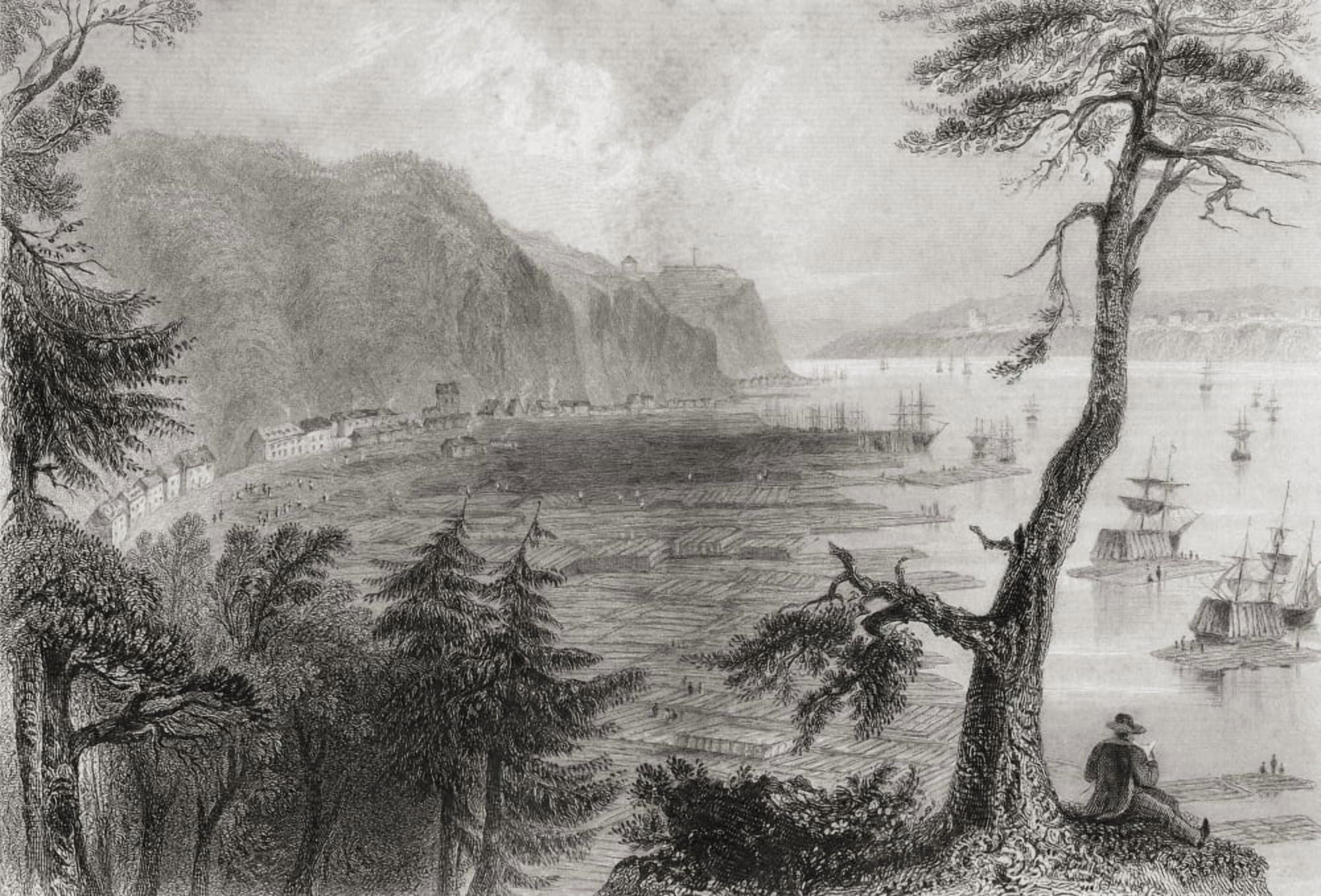 Timber Depot Quebec Canada In The 19Th Century From Cyclopaedia Of Useful Arts And Manufactures By Charles Tomlinson Canvas Art - Ken Welsh  Design Pics (17 x 12)