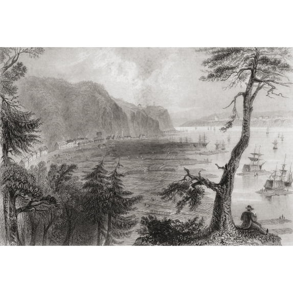 Timber Depot Quebec Canada In The 19Th Century. From Cyclopaedia Of Useful