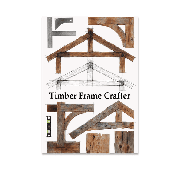 Timber Frame Truss Blueprint Wall Art - Carpentry Enthusiast - 13x19 Poster Print