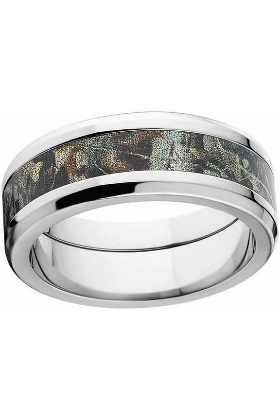 Timber Men's Camo Stainless Steel Ring with Polished Edges and Deluxe Comfort Fit