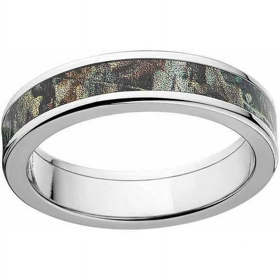 Timber Men's Camo Stainless Steel Ring with Polished Edges and Deluxe Comfort Fit
