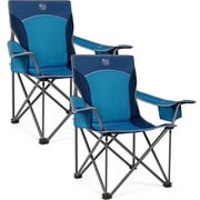 Timber Ridge Oversized Camping Chair, Folding Outdoor Chair for Adults, Supports 400 lbs, Blue