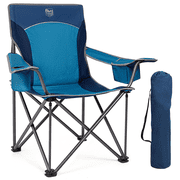 Timber Ridge Oversized Camping Chair, Folding Outdoor Chair for Adults, Supports 400 lbs, Blue