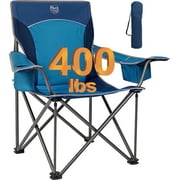 Timber Ridge Oversized Camping Chair, Folding Outdoor Chair for Adults, Supports 400 lbs, Blue