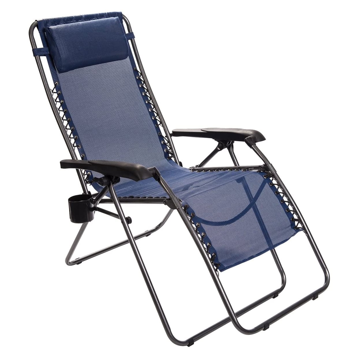 Timber Ridge Zero Gravity Locking Outdoor Patio Recliner Lounge Chair Blue