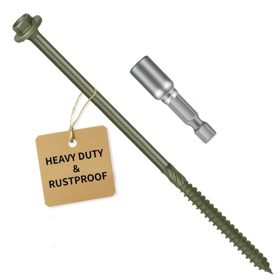 Timber Screws #14 X 10 Inch Self-Drilling Structural Wood Lag Deck Screws – Corrosion-Resistant Green Coated, 1500-Hour Salt Spray Tested, Easy Installation for Landscaping, Construction & Pole Barns