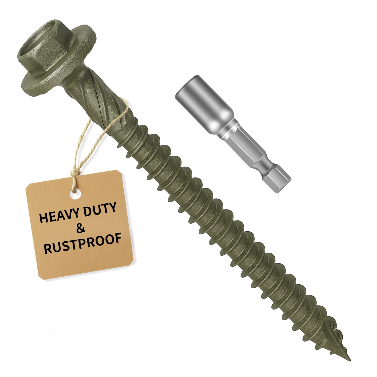 Timber Screws #14 X 2-1/2  Inch Self-Drilling Structural Wood Lag Deck Screws – Corrosion-Resistant Green Coated, 1500-Hour Salt Spray Tested for Landscaping, Construction & Pole Barns （80PCS)