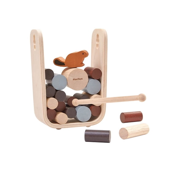 PlanToys® Timber Tumble Wooden Balancing & Strategy Game for Kids Ages 3+ | Montessori Educational Toy for Fine Motor Skills, Logical Thinking & Concentration | Eco-Friendly Family Game