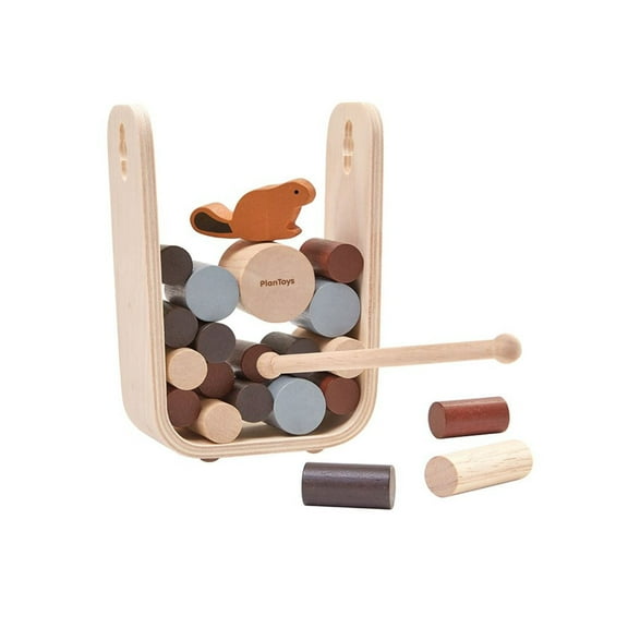 PlanToys Timber Tumble Wooden Balancing & Strategy Game for Kids Ages 3+ | Montessori Educational Toy for Fine Motor Skills, Logical Thinking & Concentration | Eco-Friendly Family Game