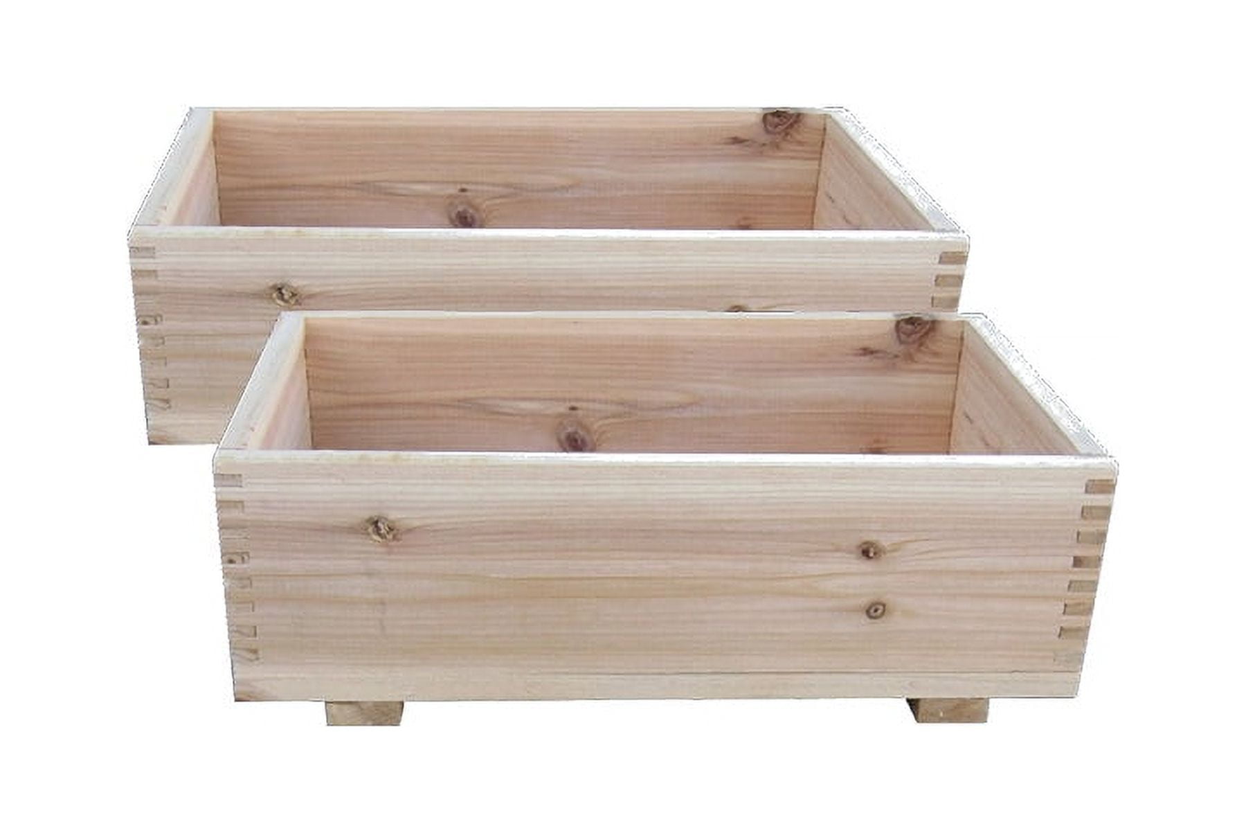 Natural Cedar Rectangular Dual-Purpose Planter and Storage Box Set