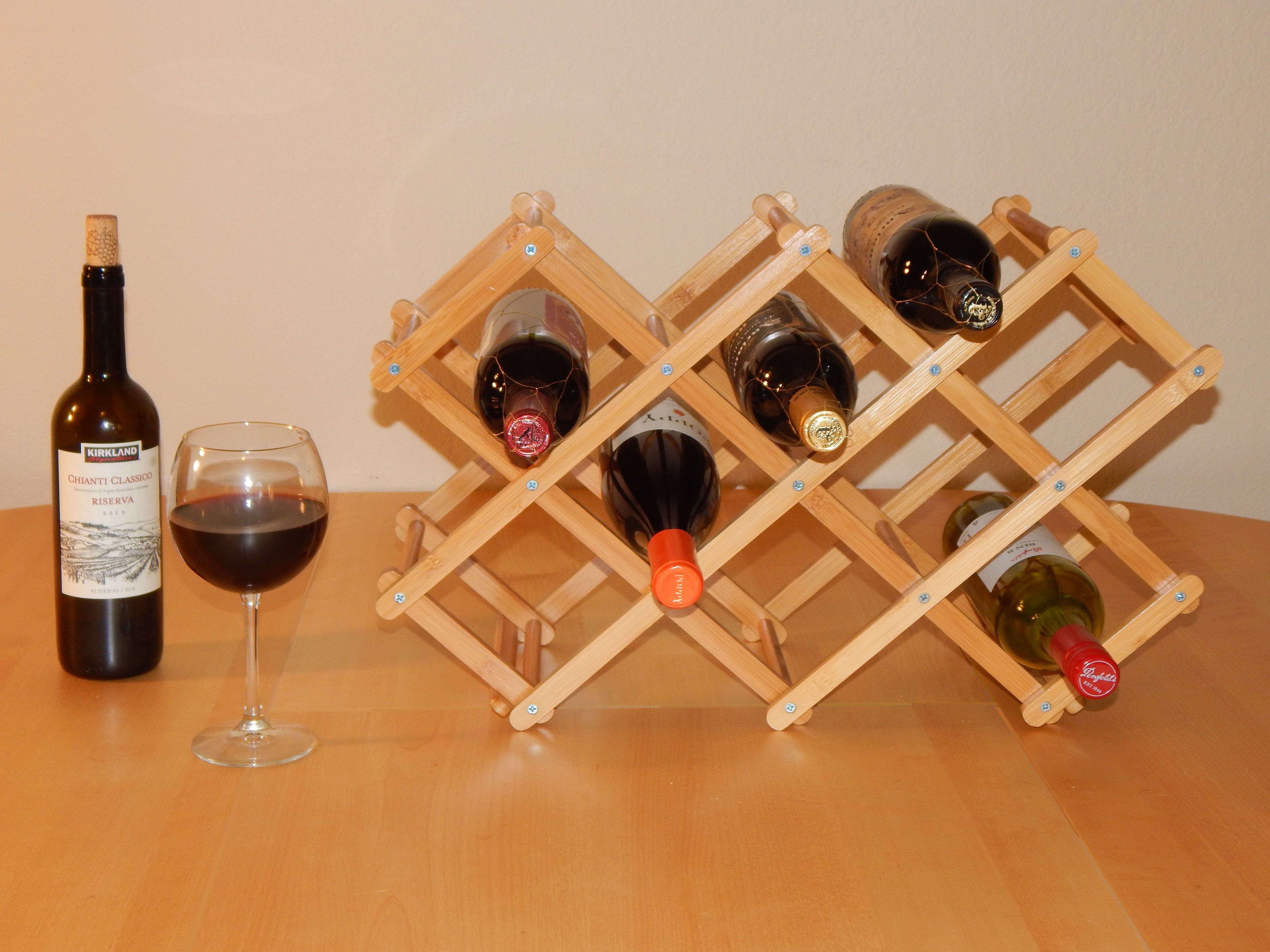 Natural Bamboo Grain Tabletop Wine Rack for 8 Bottles