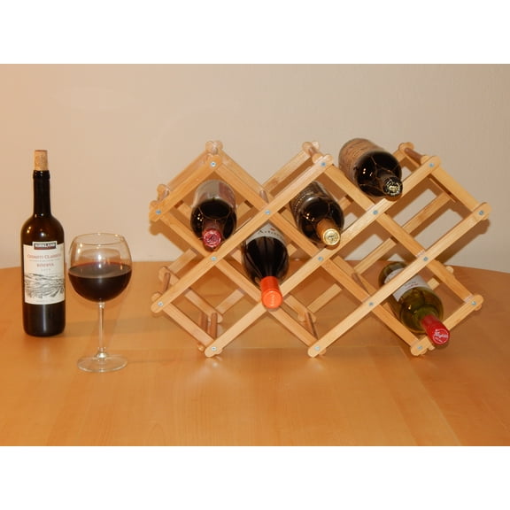 Timber Valley Home & Garden 8-Bottle Natural Premium Bamboo Wine Storage Holder, Water Bottle Holder Stand Tabletop Foldable Wine Racks
