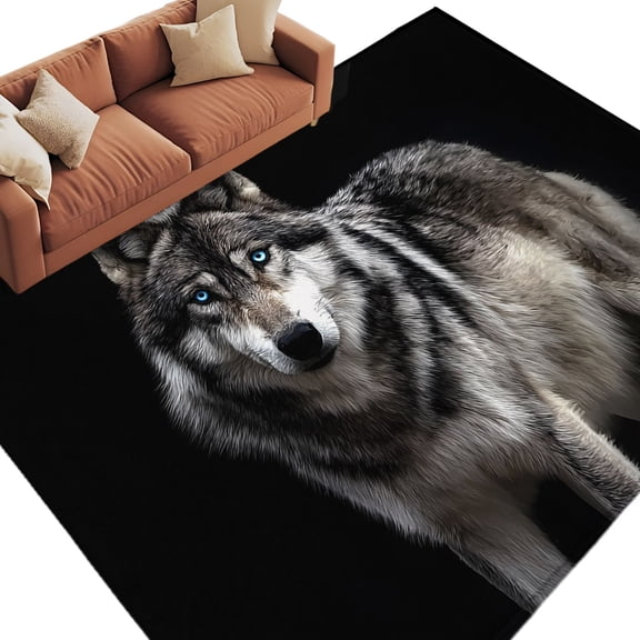 Timber Wolf Area Rug 5x8 Washable Rug Non Slip Wilderness Animal Black Backdrop Large Area Rug Soft Stainresistant Indoor Floor Carpet for Living Room Bedroom Home Office Dining Room Nursery