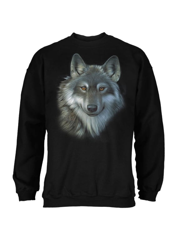 Timber Wolf Face Mens Sweatshirt Black LG