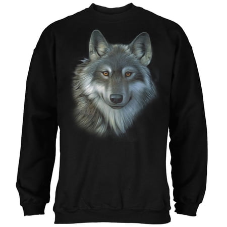 Timber Wolf Face Mens Sweatshirt Black MD