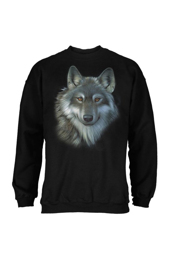 Timber Wolf Face Mens Sweatshirt Black SM