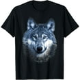 thumbnail image 1 of Timber Wolf Face Portrait Distressed Graphic Art Design T-Shirt Shirts, 1 of 4