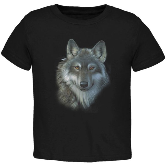 Timber Wolf Face Toddler T Shirt Black 4T
