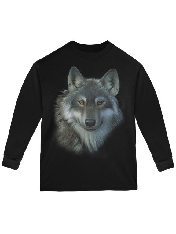 Timber Wolf Face Youth Long Sleeve T Shirt
