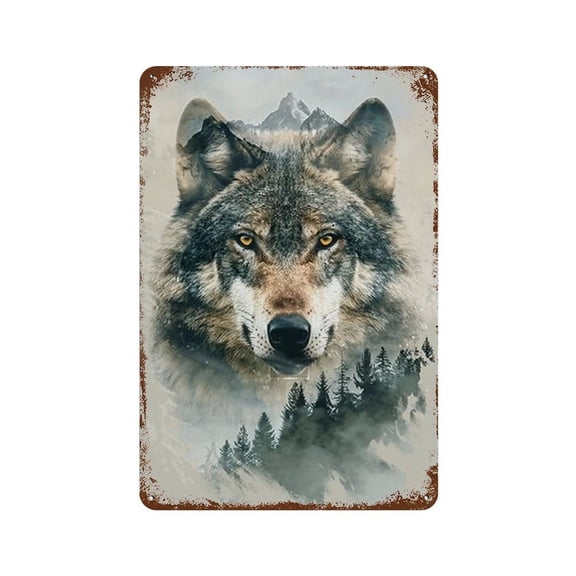 Timber Wolf Forest Landscape 03 Vintage Iron Art Metal Tin Sign Poster Modern Home Decor Retro Posters Coffee Club Bar Shop Decorations Style 30x20cm