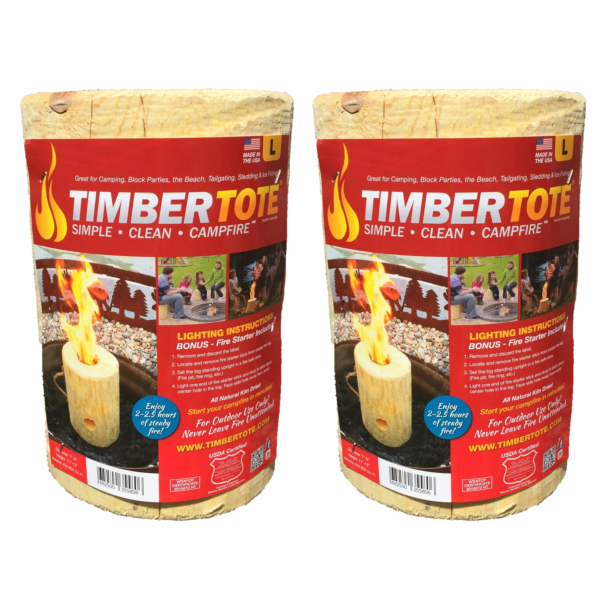 TimberTote Large 12 x 8 Inch Log Campfire Cooking Fire Wood Log (2 Pack) -  Walmart.com