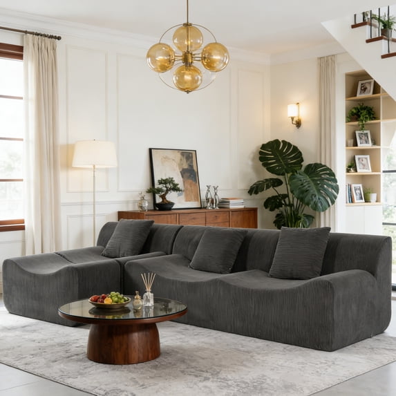TimberVibe Studio 118'' Modular Sectional Sofa, L-Shaped Cloud Boneless ...