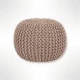thumbnail image 1 of Timberbrook Designs Lychee Cotton Knit Pouf Ottoman Beige, 1 of 3