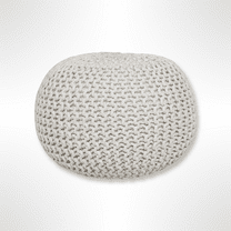 Timberbrook Designs Lychee Cotton Knit Pouf Ottoman Ivory