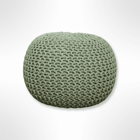 Timberbrook Designs Lychee Cotton Knit Pouf Ottoman Sage Green