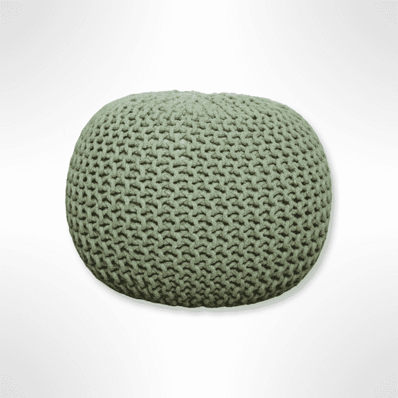 Timberbrook Designs Lychee Cotton Knit Pouf Ottoman Sage Green
