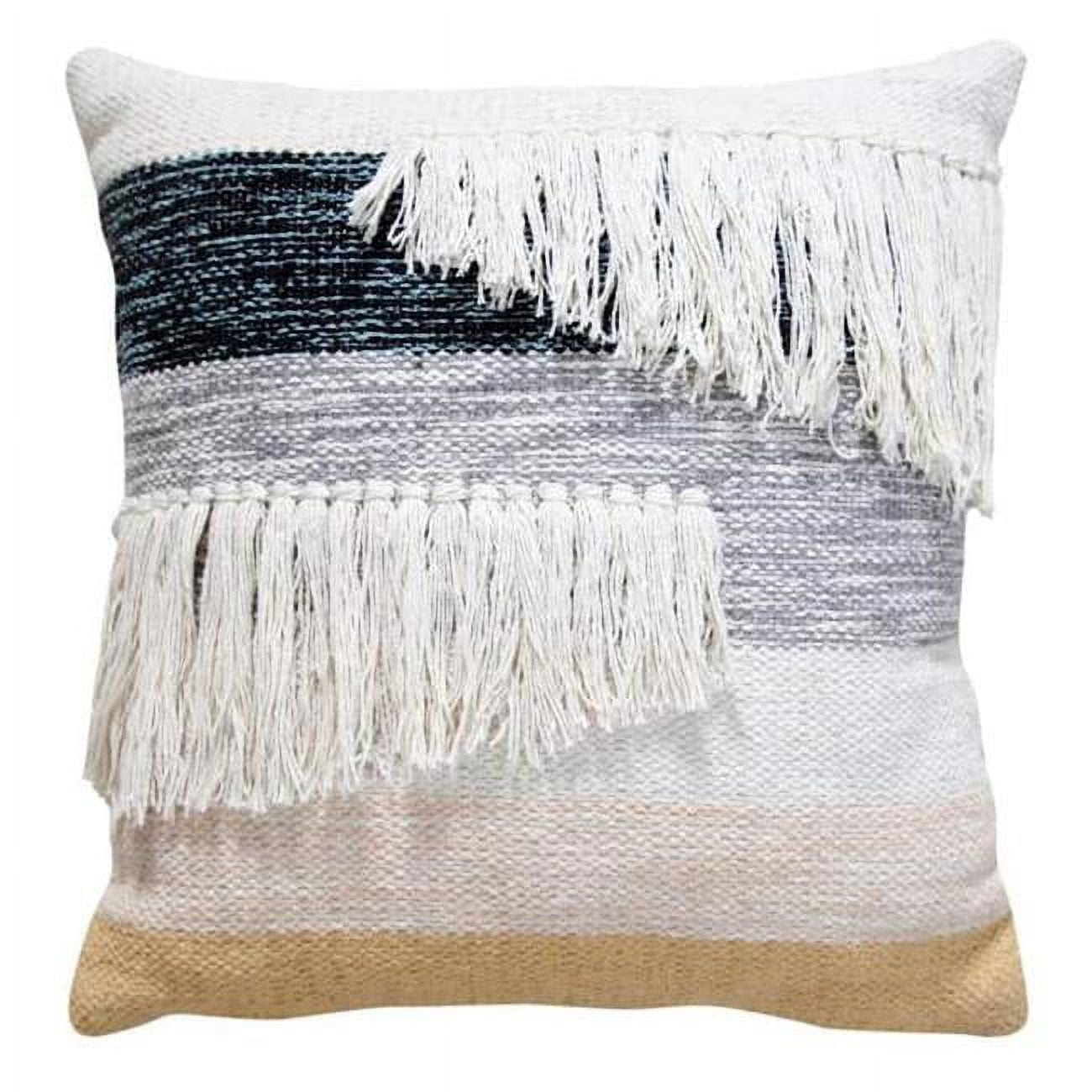 Gracie 18'' Grey and Natural Cotton Weave Pillow