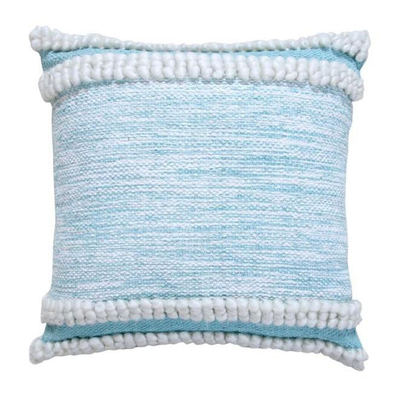 Denim Blue and Ivory Cotton Weave Square Pillow