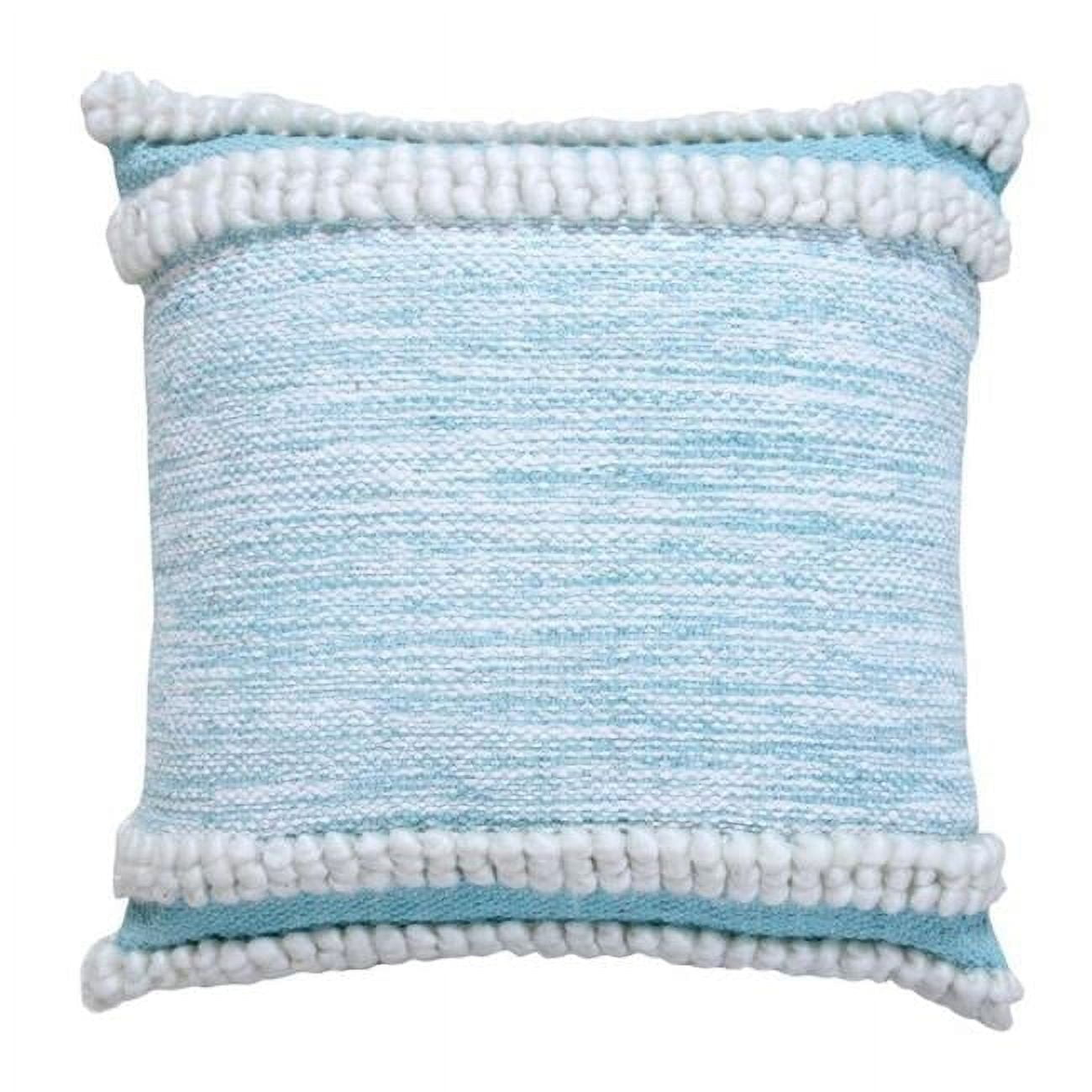Denim Blue and Ivory Cotton Weave Square Pillow
